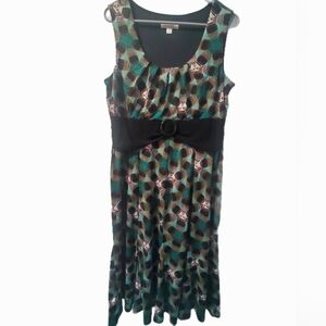 🌻 3/$20 Deal!! Dressbarn Green and Black Scoop Neck Midi Sundress